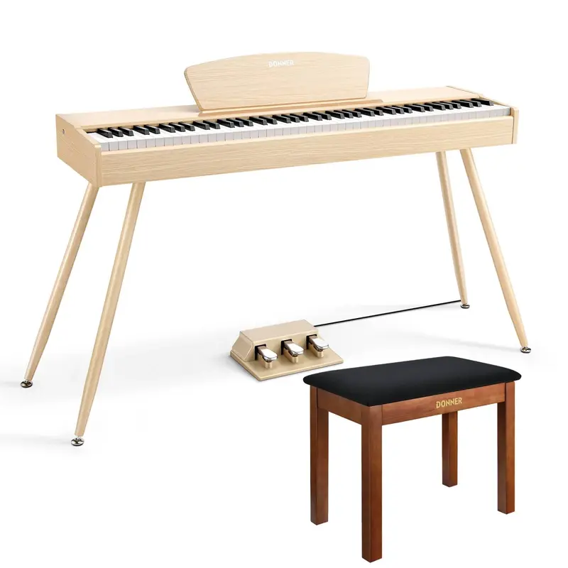 Donner DDP-80 Wooden Digital Piano - Light Oak / Piano+Brown Bench