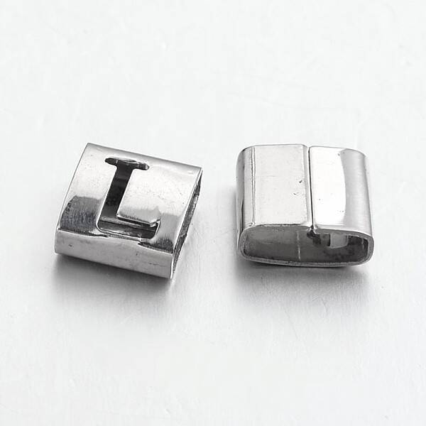 Tarnish Resistant Letter Style 201 Stainless Steel Square Slide Charms