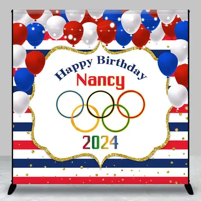 Paris 2024 Olympic Stripe Custom Birthday Backdrop - Aperturee