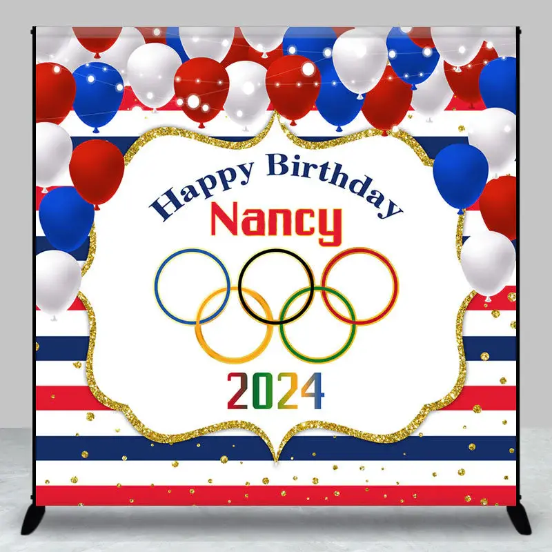Paris 2024 Olympic Stripe Custom Birthday Backdrop - Aperturee