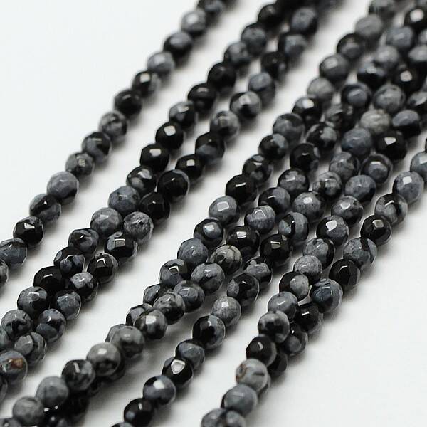 Natural Snowflake Obsidian Bead Strands