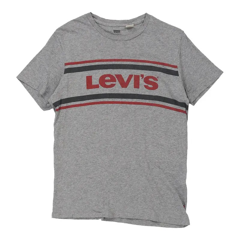 Levis Spellout T-Shirt - Small Grey Cotton