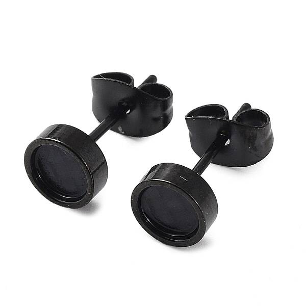 304 Stainless Steel Flat Round Stud Earrings