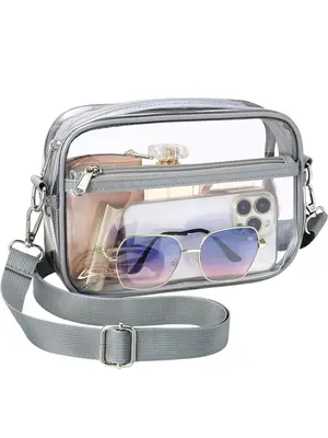 Women's Minimalist Transparent Clear Crossbody Bag, Fashionable Zipper Shoulder Bag for Daily Used, Trendy All-match Bag for ...