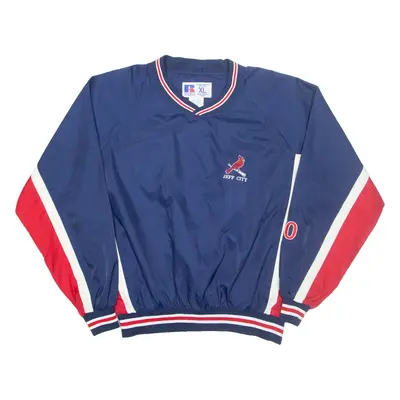 RUSSELL ATHLETIC Jeff City Mens Sweatshirt Blue V-Neck USA Nylon XL