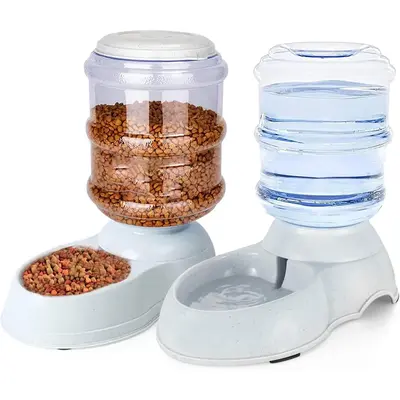 Automatic Dog Feeder and Water Dispenser Set for Large Dogs, 3 Gallon Gravity Dog Cat Food and Water Dispenser Set with Pet F...
