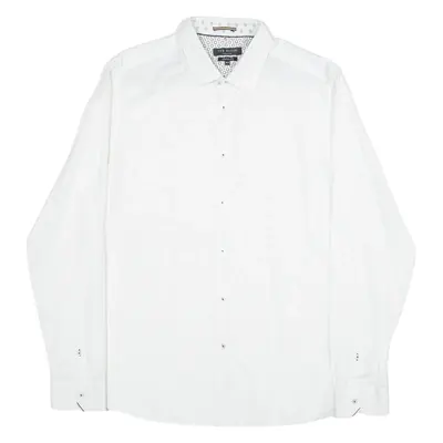 TED BAKER Mens Shirt White Floral Long Sleeve L