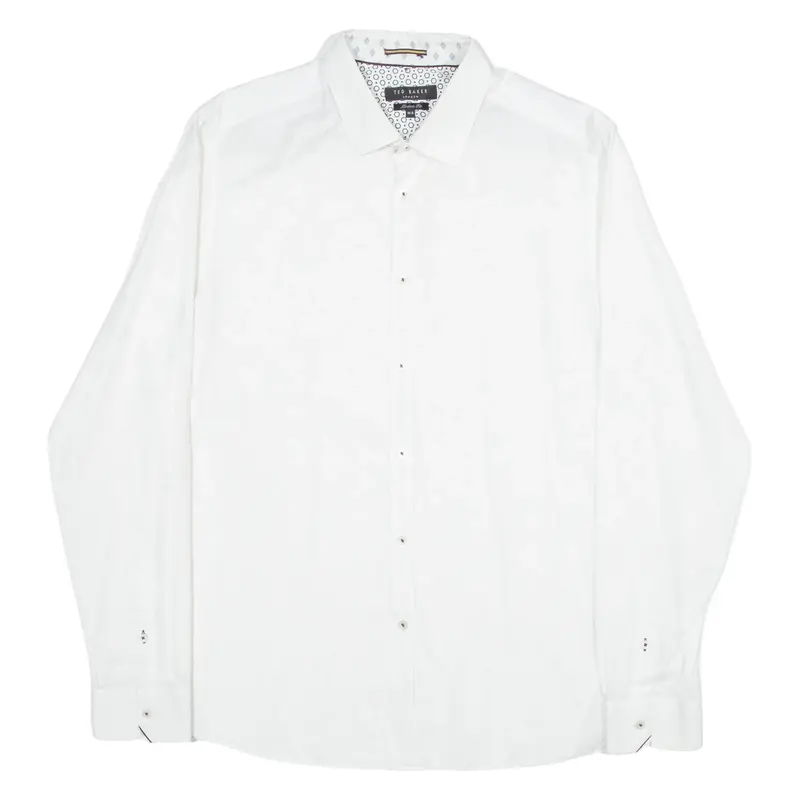 TED BAKER Mens Shirt White Floral Long Sleeve L