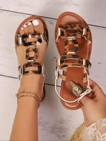 Women's Fashionable Plain Color Ankle Strap Sandals, Casual Comfortable Flat Trending Sandals for Summer, Comfy Sandals, Foot...