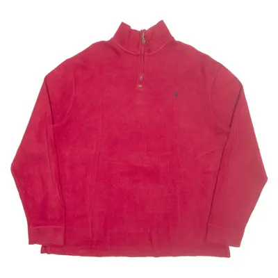 POLO RALPH LAUREN Mens Jumper Red 1/4 Zip Tight Knit 2XL
