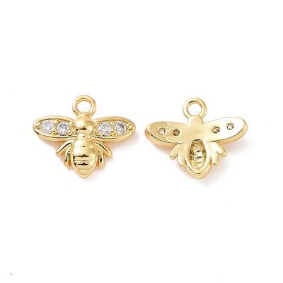 Bee Brass Micro Pave Clear Cubic Zirconia Charms