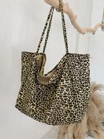 Women's Summer Fashion Leopard Pattern Canvas Vintage Tote Bag, Gifts for Her, Large Capacity Shoulder Bag for Daily Used & W...