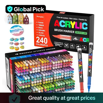 Acrylic Paint Marker Pen, 1 Set 12/24/36/48/72/120/168 Colors Liquid Acrylic Paint Pens, Art Supplies Color Acrylic Markers f...