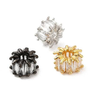 Rack Plating Brass Micro Pave Cubic Zirconia Beads