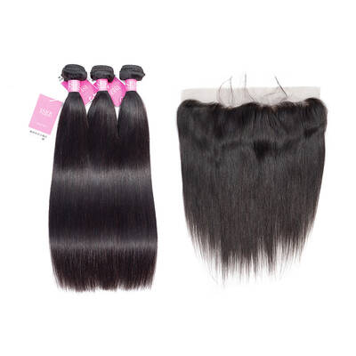 ISEE HAIR Straight Hair Bundles with Frontal Deal 10A Grade 100% Human Virgin Unprocessed Hair