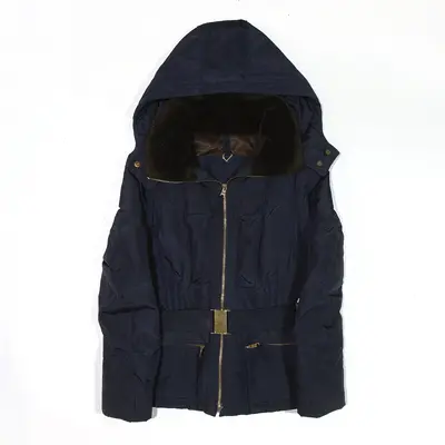 ZARA BASIC Jacket Blue Petite Hooded Puffer Womens S