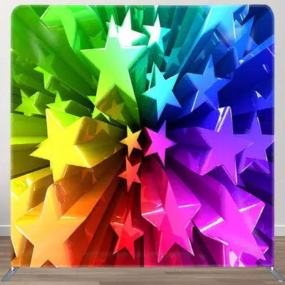 Aperturee Smooth Multi Color Stars Fabric Party Backdrop Cover - Aperturee