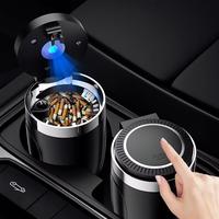 Portable Car Ashtray with LED Light, Car Cigarette Ash Tray with Lid, Detachable Stainless Steel Car Ashtray, Car Interior Ac...