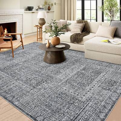 Garvee Washable Area Rug 8x10, Soft Low Pile Vintage Patchwork Large Area Rug Non-Slip Indoor Floor Carpet for Living Room Be...