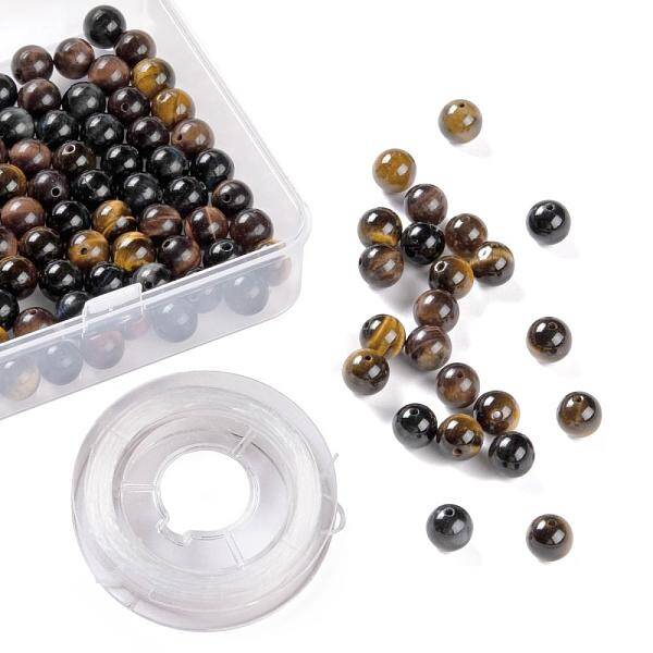 100Pcs 8mm Natural Tiger Eye Round Beads