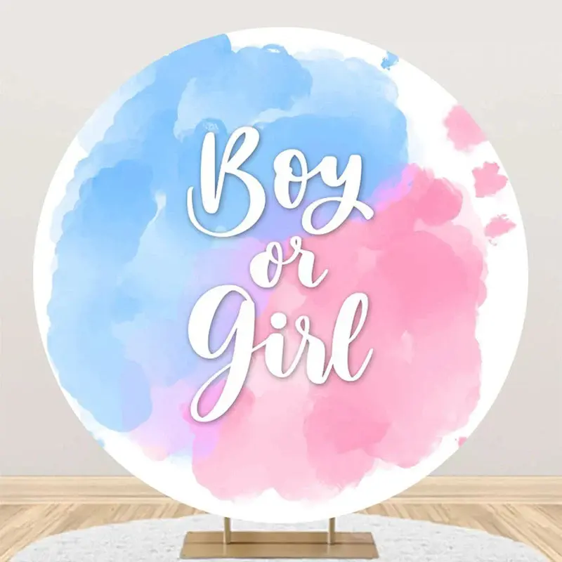 Pink Blue Boy Or Girl Round Gender Reveal Backdrop - Aperturee