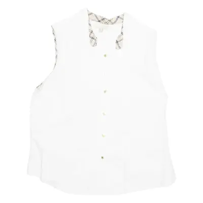 BARBOUR Womens Blouse White Sleeveless UK 16
