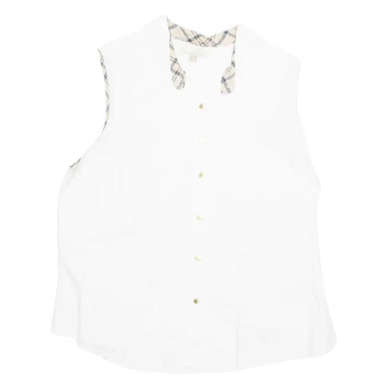 BARBOUR Womens Blouse White Sleeveless UK 16