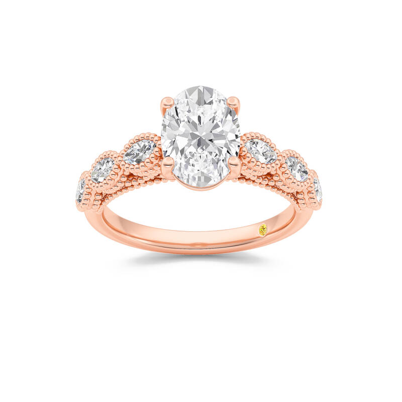 Lhasa Oval Lab Grown Diamond Engagement Ring | 18K Rose Gold 3 3/4 CT. TW.
