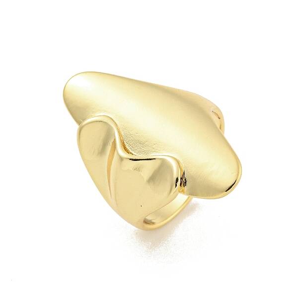 Rack Plated Brass Heart & Oval Open Cuff Ring for Women