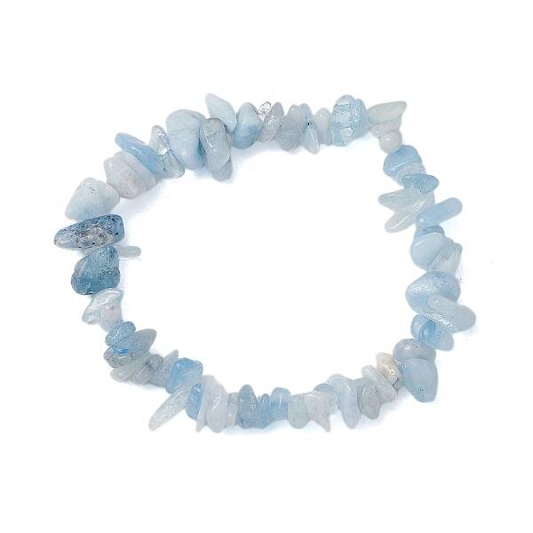 Natural Aquamarine Chip Beaded Stretch Bracelets for Women Men