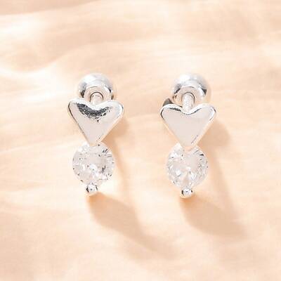 S999 Fine Silver Micro Pave Clear Cubic Zirconia Stud Earrings