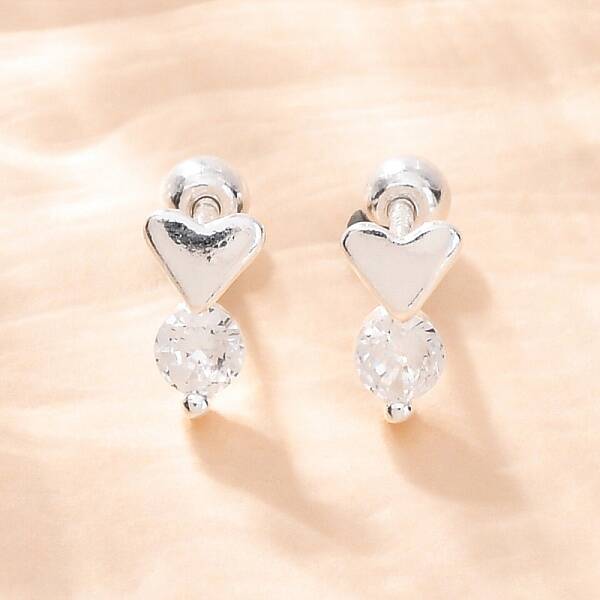 S999 Fine Silver Micro Pave Clear Cubic Zirconia Stud Earrings
