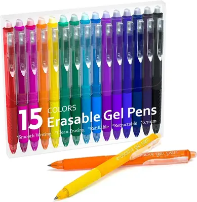 Lineon 15/22/26 Pack Erasable Gel Pens, Retractable Fine Point Clicker Pens in 15 Assorted Colors, Smooth Writing and Easy to...