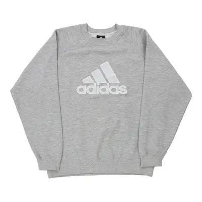 Adidas Spellout Sweatshirt - Large Grey Cotton Blend