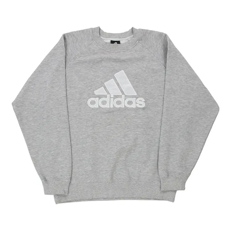 Adidas Spellout Sweatshirt - Large Grey Cotton Blend