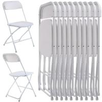 4/6/8/10/12/20Pcs Plastic Folding Chairs Stackable Wedding Party Camping Dining Seats, Home - White/Black