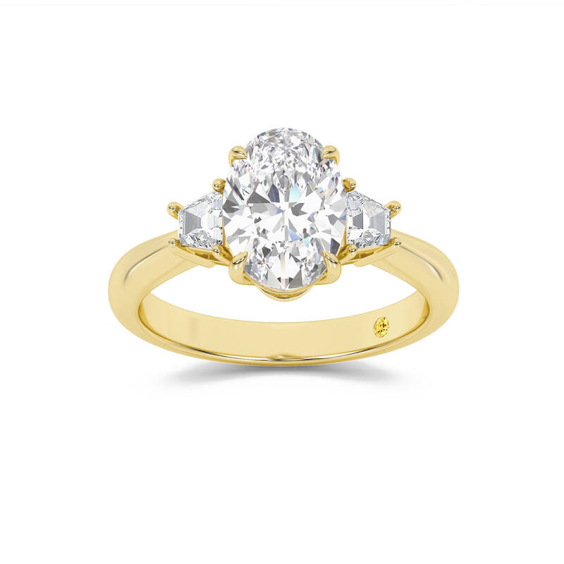 Nova Three Stone Oval Lab Grown Diamond Engagement Ring | 14K Yellow Gold 3 3/4 CT. TW.