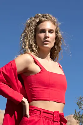 Bianca Crop Top in Cherry Punch | Size: XS