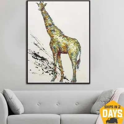 Large Original Abstract Giraffe Painting Oil Animal Paintings On Canvas Wall Art Modern Painting Fine Art Decor | GIRAFFE 28&...