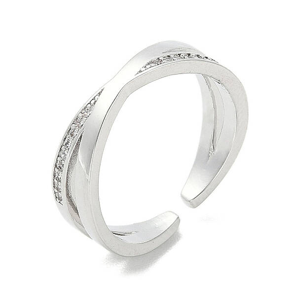 Brass Micro Pave Cubic Zirconia Open Cuff Ring
