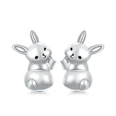 Sterling Silver Rabbit Stud Earrings