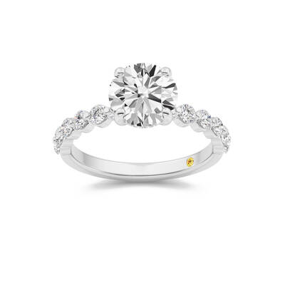 Frost Shared Prong Round Lab Grown Diamond Engagement Ring | 18K White Gold 4 1/4 CT. TW.