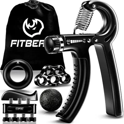 AwwPicks FitBeast Hand Grip Strengthener Workout Kit (5 Pack) Forearm Grip Adjustable Resistance Hand Gripper, Finger Exercis...
