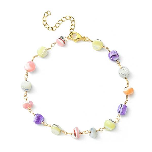 Handmade Shell Nugget Beaded Chains Anklets