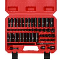 55PCS 1/4 Inch Drive Master Impact Socket Set, Metric/SAE, Deep/Shallow, 6 Point, CR-V, 5/32 Inch - 9/16 Inch, 4mm - 15mm, wi...