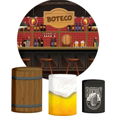 Aperturee Boteco Cowboy Style Bar Round Backdrop Kit For Party | Custom Backdrop For Party | Custom Curtain Party Backdrop | ...