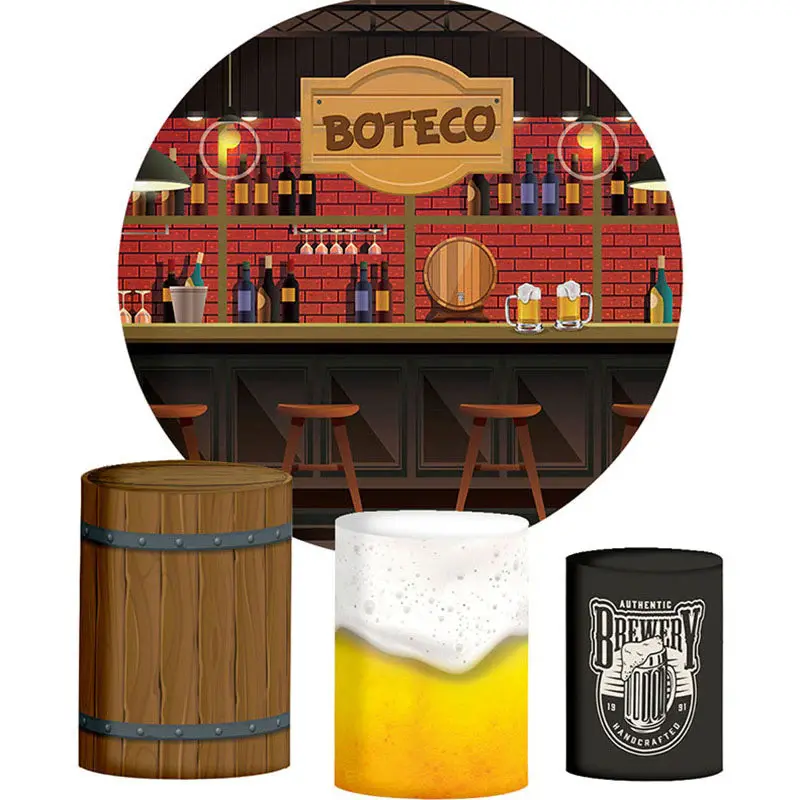 Aperturee Boteco Cowboy Style Bar Round Backdrop Kit For Party | Custom Backdrop For Party | Custom Curtain Party Backdrop | ...