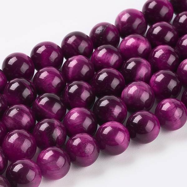 Natural Magenta Tiger Eye Beads Strands