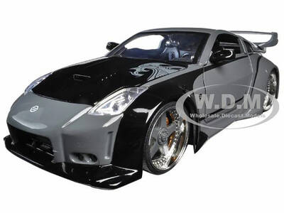 D.K.'s Nissan 350Z Gray and Black with Graphics Fast & Furious 25th Anniversary Series 1/24 Diecast Model Car by Jada