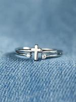 Fashion Rhinestone Decorated Cross Ring, Fashion Jewelry for Party, Daily Decor, Trendy All-match & Exquisite Jewelry for Bir...